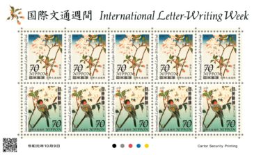 2019年10月9日郵便局で発売『国際文通週間にちなむ郵便切手』
